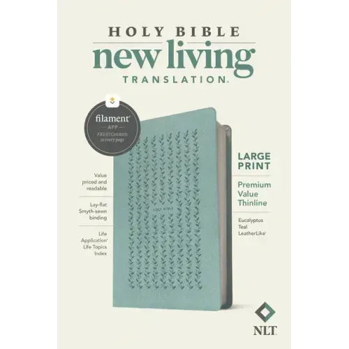 NLT Large Print Premium Value Thinline Bible, Filament Enabled (Leatherlike, Eucalyptus Teal) - Imitation Leather