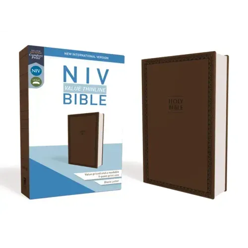 NIV, Value Thinline Bible, Imitation Leather, Brown - Imitation Leather.