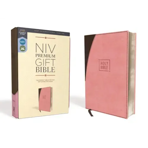 Niv, Premium Gift Bible, Leathersoft, Pink/Brown, Red Letter Edition, Comfort Print