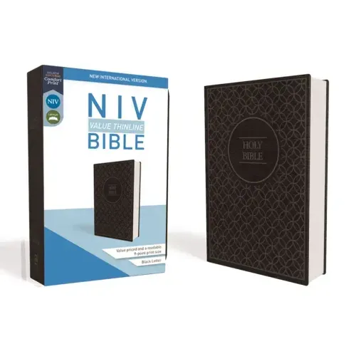 NIV, Value Thinline Bible, Imitation Leather, Gray/Black - Imitation Leather