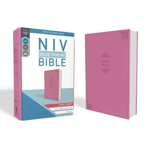 NIV, Value Thinline Bible, Large Print, Imitation Leather, Pink