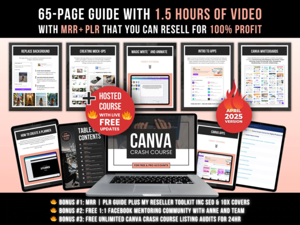 Canva Crash Course with Master Resell Rights and Private Label Rights, Done-for-You Canva Course to Resell for 100% Profit, MRR & PLR Guide - Image 9